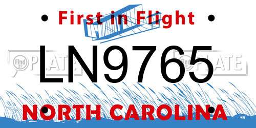 LN9765 North Carolina License Plate