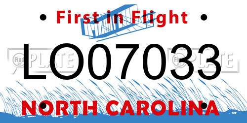 LO07033 North Carolina License Plate
