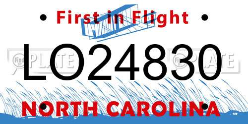 LO24830 North Carolina License Plate