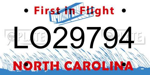 LO29794 North Carolina License Plate