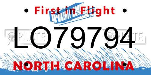 LO79794 North Carolina License Plate