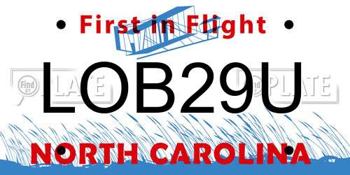 LOB29U North Carolina License Plate