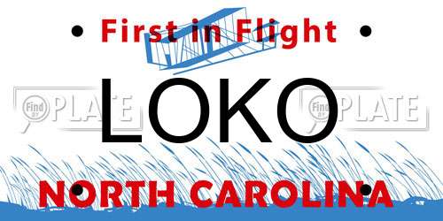 LOKO North Carolina License Plate
