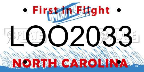 LOO2033 North Carolina License Plate