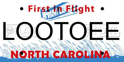 LOOTOEE North Carolina License Plate