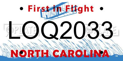 LOQ2033 North Carolina License Plate