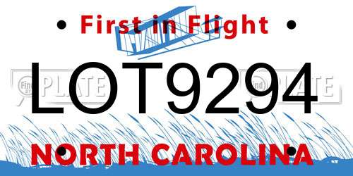 LOT9294 North Carolina License Plate