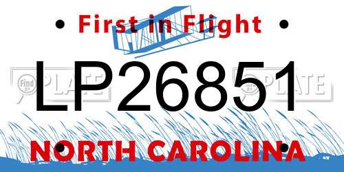 LP26851 North Carolina License Plate