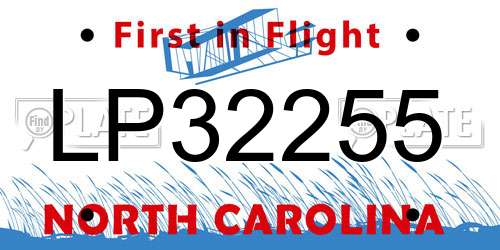 LP32255 North Carolina License Plate