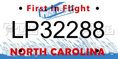 LP32288 North Carolina License Plate