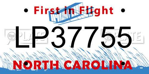 LP37755 North Carolina License Plate