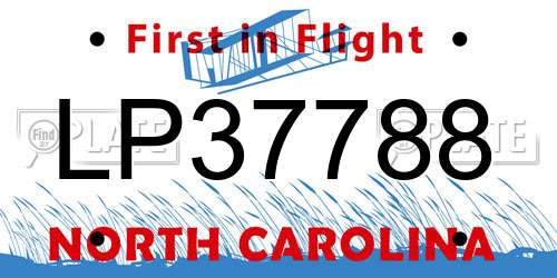 LP37788 North Carolina License Plate