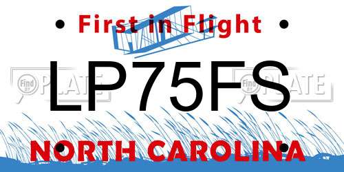 LP75FS North Carolina License Plate
