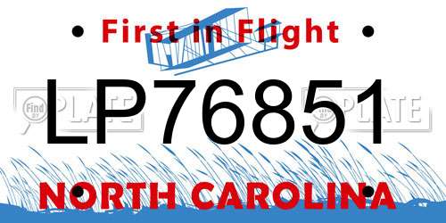LP76851 North Carolina License Plate