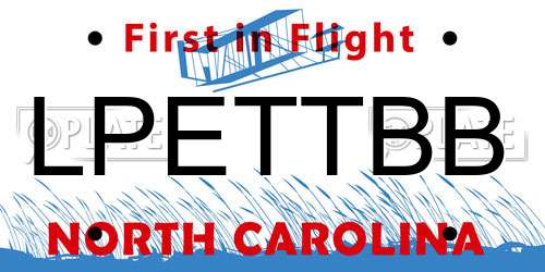 LPETTBB North Carolina License Plate