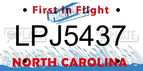 LPJ5437 North Carolina License Plate
