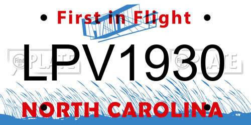LPV1930 North Carolina License Plate