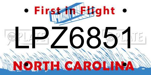 LPZ6851 North Carolina License Plate