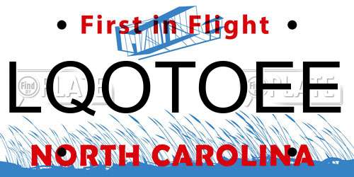 LQOTOEE North Carolina License Plate