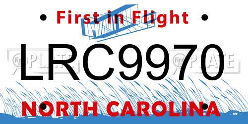 LRC9970 North Carolina License Plate