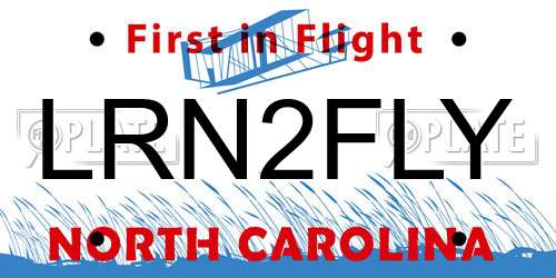 LRN2FLY North Carolina License Plate