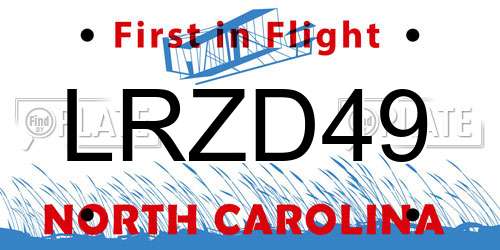 LRZD49 North Carolina License Plate