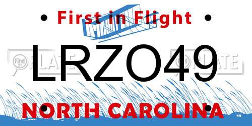 LRZO49 North Carolina License Plate