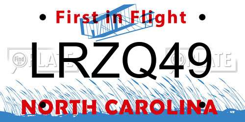 LRZQ49 North Carolina License Plate