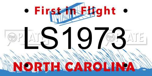 LS1973 North Carolina License Plate