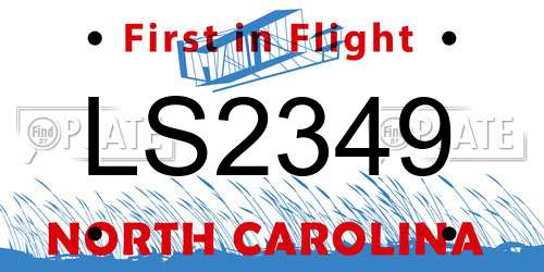 LS2349 North Carolina License Plate