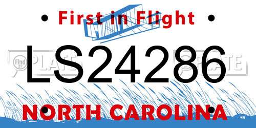 LS24286 North Carolina License Plate