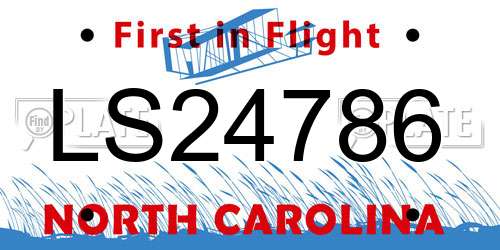 LS24786 North Carolina License Plate