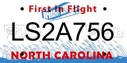 LS2A756 North Carolina License Plate