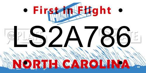 LS2A786 North Carolina License Plate