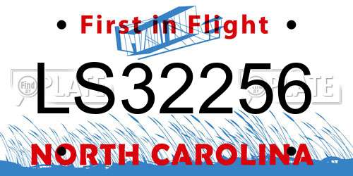 LS32256 North Carolina License Plate