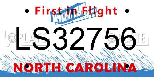 LS32756 North Carolina License Plate