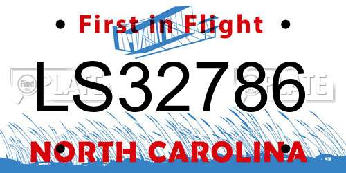 LS32786 North Carolina License Plate
