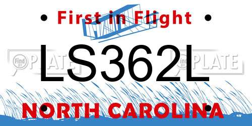 LS362L North Carolina License Plate