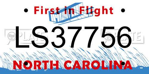 LS37756 North Carolina License Plate