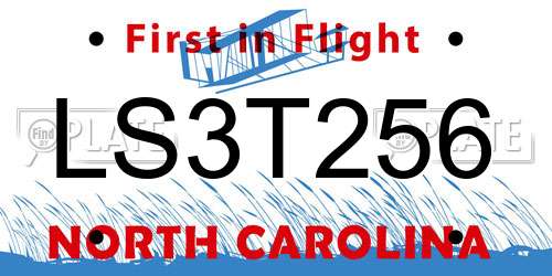 LS3T256 North Carolina License Plate