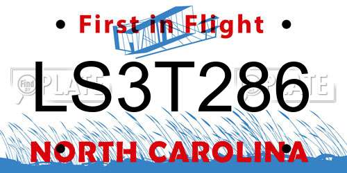 LS3T286 North Carolina License Plate