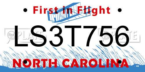 LS3T756 North Carolina License Plate