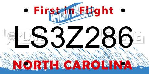 LS3Z286 North Carolina License Plate