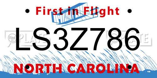 LS3Z786 North Carolina License Plate