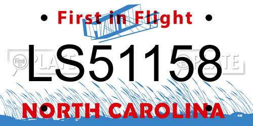 LS51158 North Carolina License Plate