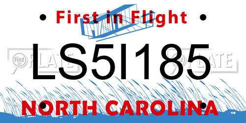 LS5I185 North Carolina License Plate