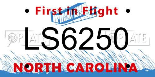 LS6250 North Carolina License Plate