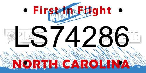 LS74286 North Carolina License Plate