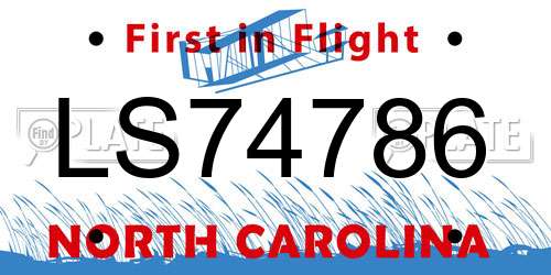 LS74786 North Carolina License Plate
