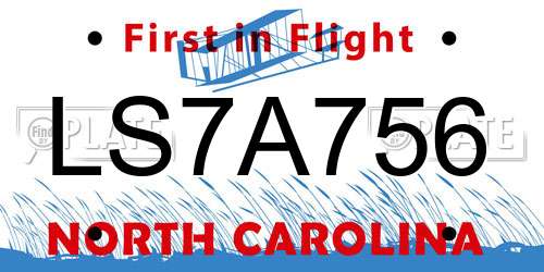 LS7A756 North Carolina License Plate